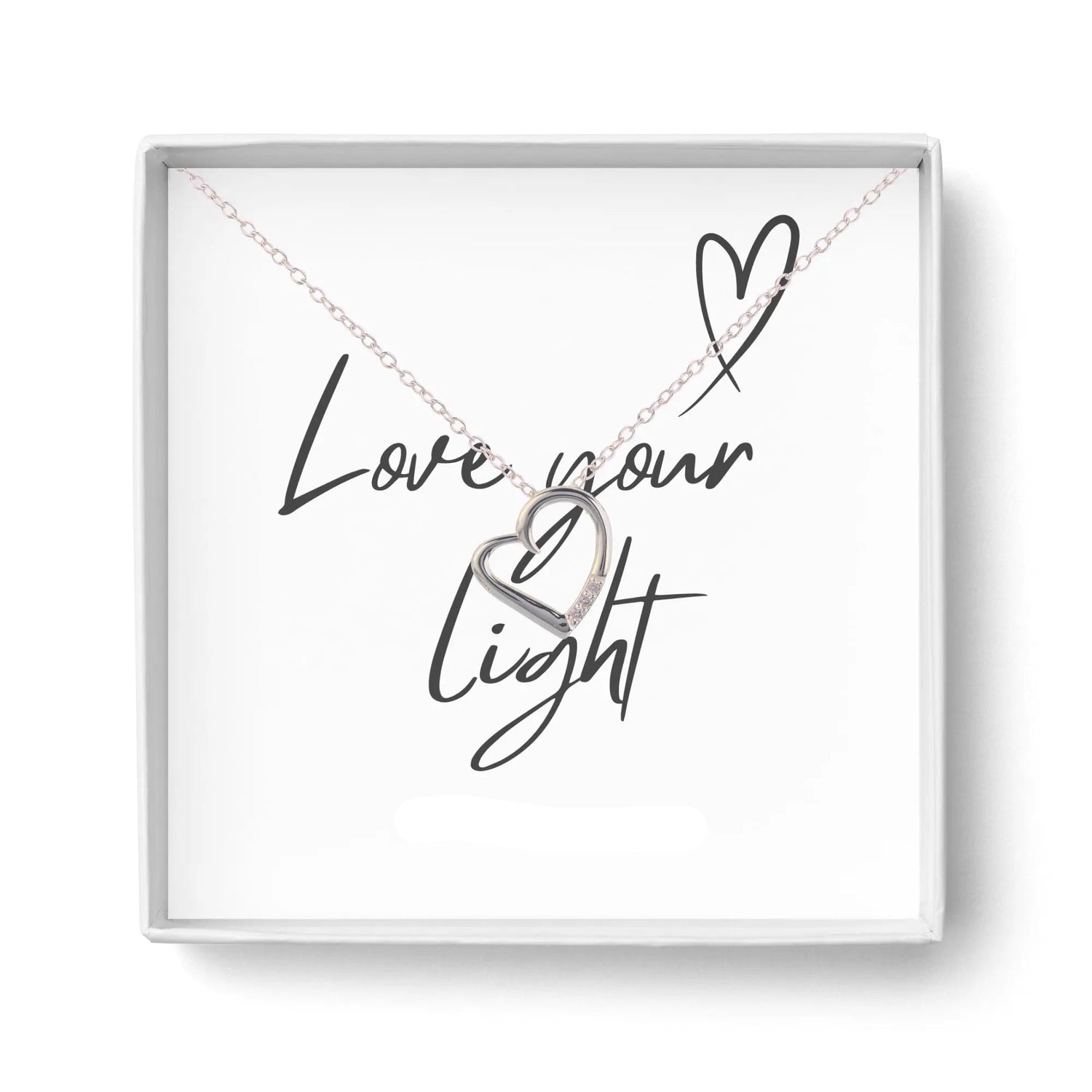 14K Silver Plated Necklace Love Heart Pave Pendant Necklace